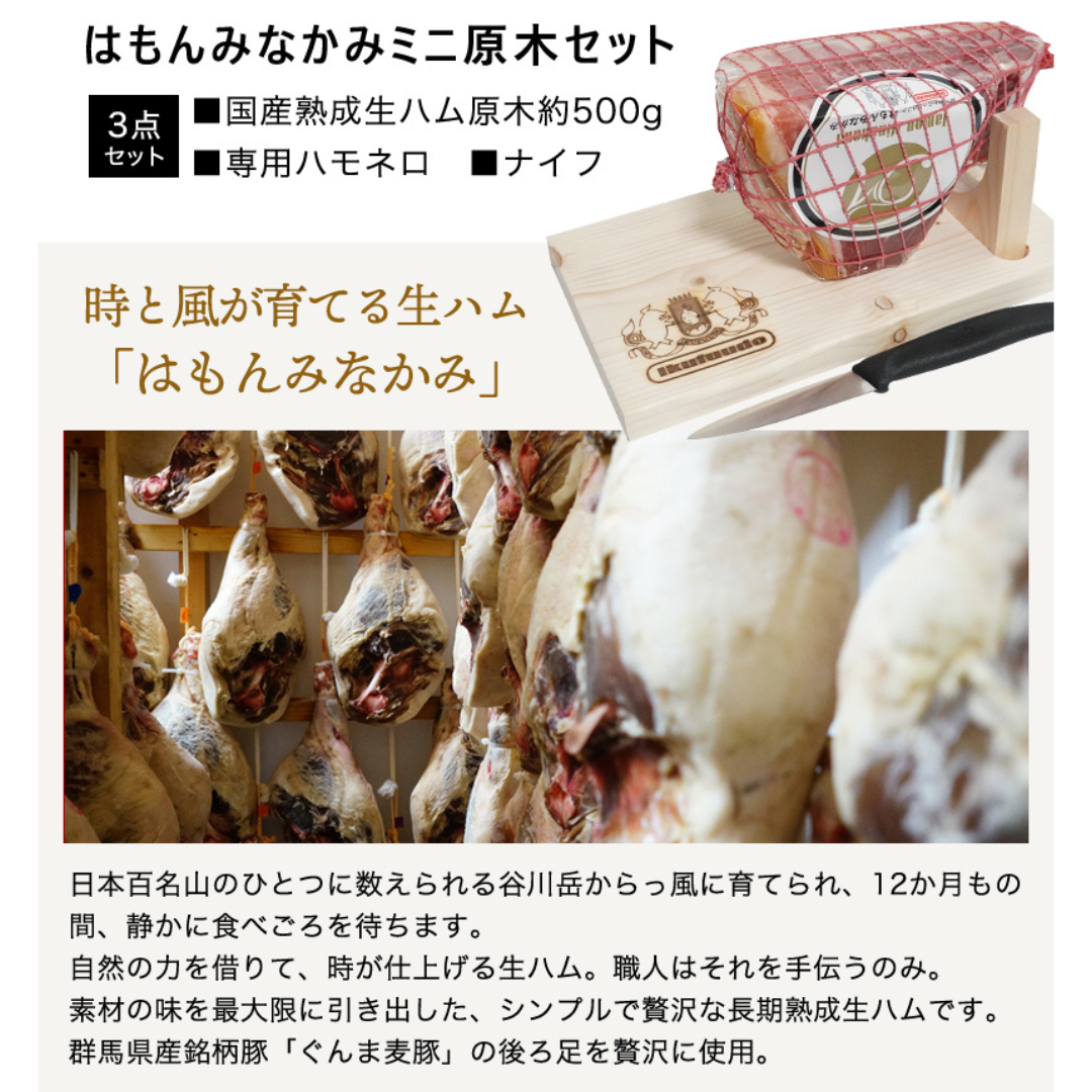 国産生ハム はもんみなかみ 原木セット 約500g ギフトボックス入